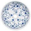 vidaXL Lavabo da Appoggio Bianco e Blu Rotondo Φ41x14 cm Ceramica