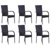 vidaXL Set Mobili da Pranzo per Giardino 7 pz Nero