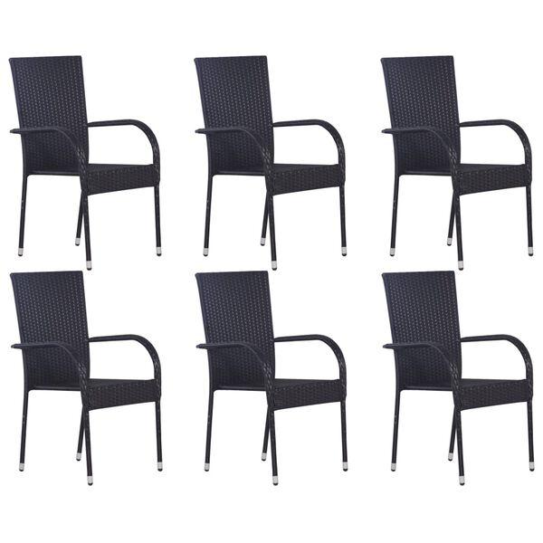 vidaXL Set Mobili da Pranzo per Giardino 7 pz Nero