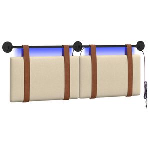 vidaXL Testiera sospesa Con luce LED Crema PU Antico