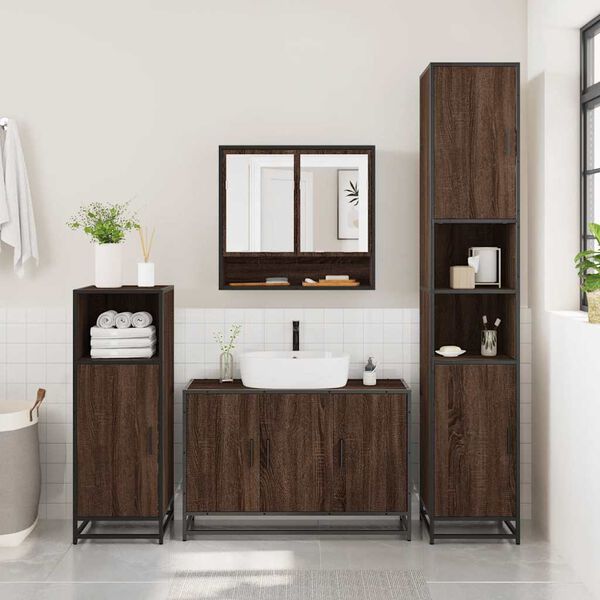 vidaXL Set Mobili da Bagno 2 pz Rovere Marrone in Legno Multistrato
