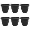vidaXL Vaso Rotondo per Fiori 6 pz Nero &Oslash; 30 x 25 cm Plastica