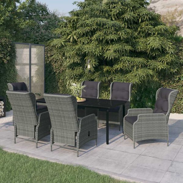 vidaXL Set da Pranzo da Giardino 7 pz Grigio Chiaro