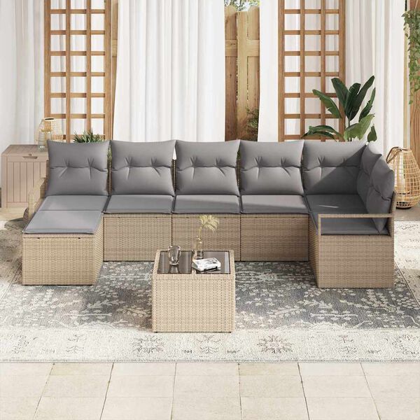 vidaXL Set di divani 8 pcs Beige e Grigio Chiaro polyrattan