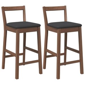 vidaXL Sgabelli da Bar con Cuscini 2pz Marrone Legno Massello di Hevea