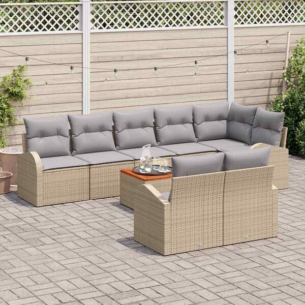 vidaXL Set Divano da Giardino 9 pcs Beige e Grigio Chiaro polyrattan