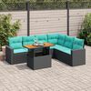vidaXL Set Divani da Giardino con Cuscini 7pz Nero Polyrattan