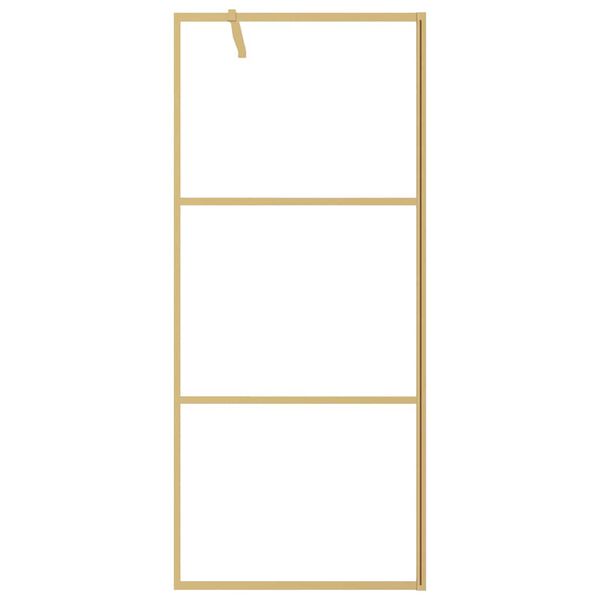 vidaXL Parete per Doccia Walk-in Vetro Trasparente ESG 90x195 cm Oro