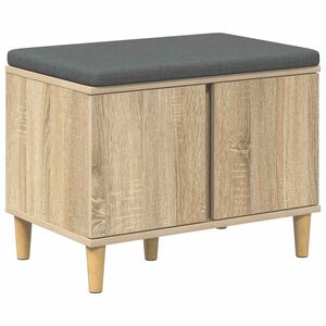 vidaXL Panca per ingresso con cuscino Rovere Sonoma 60 x 38 x 46 cm