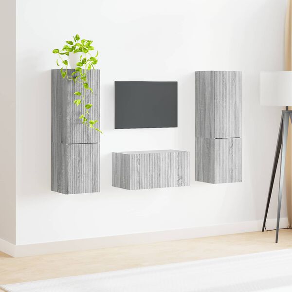 vidaXL Set mobile TV 5 pcs Grigio Sonoma Legno multistrato