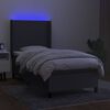 vidaXL Letto a Molle Materasso e LED Grigio Scuro 90x190 cm in Tessuto