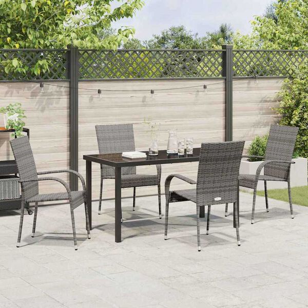 vidaXL Set da Pranzo per Giardino 5 pcs Grigio