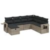 vidaXL Set Divani da Giardino 7 pz con Cuscini Grigio in Polyrattan