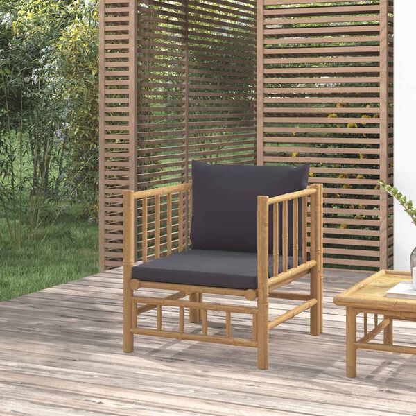 vidaXL Divano da Giardino con Cuscini Grigio Scuro in Bamb&ugrave;