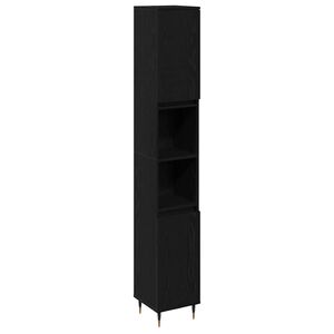 vidaXL Mobile da Bagno Rovere Nero 30 x 30 x 190 cm