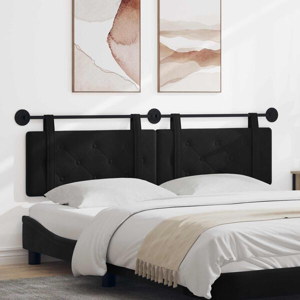 vidaXL Testata appesa Montaggio a parete Nero 190 x 55 x 5 cm Velluto