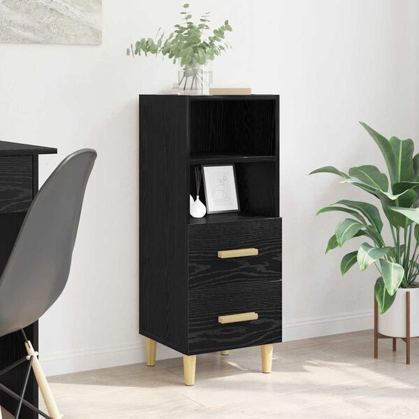 vidaXL Credenza Rovere nero 34 x 34,5 x 90 cm Legno multistrato