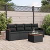 vidaXL Set Divani da Giardino 5 pz con Cuscini in Polyrattan Nero