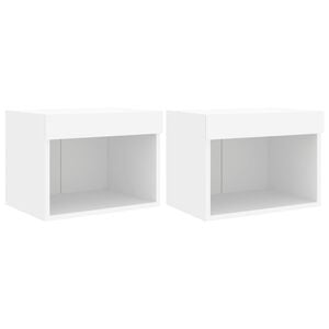 vidaXL Comodini con Luci LED a Parete 2pz Bianchi