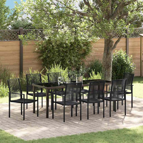 vidaXL Set da Pranzo per Giardino 9 pcs Nero