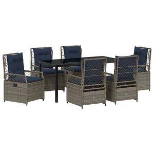 vidaXL Set da Pranzo per Giardino 7 pcs Grigio polyrattan