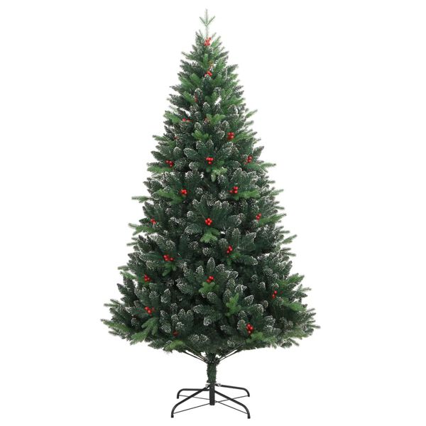 vidaXL Albero Natale Artificiale Incernierato con Bacche Rosse 180 cm