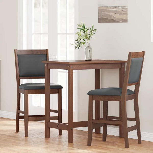 vidaXL Sgabelli da Bar con Cuscini 2pz Marrone Legno Massello di Hevea