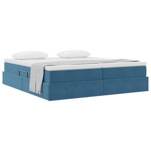 vidaXL Letto con contenitore e materasso Blu Scuro 200 x 200 cm