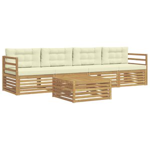 vidaXL Set di divani da esterno con cuscino 5 pcs Bianco e Crema