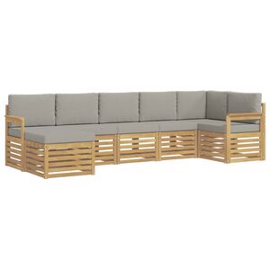 vidaXL Set di divani da esterno 6 pz Bianco e Grigio Chiaro Poliestere
