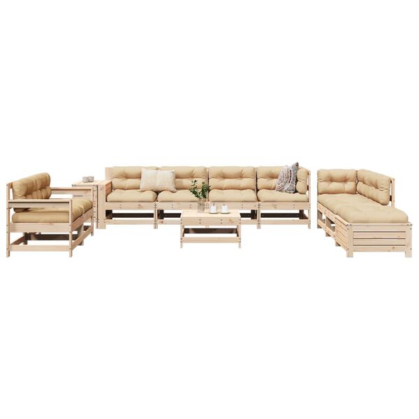 vidaXL Set Divani da Giardino 11 pz in Legno Massello di Pino