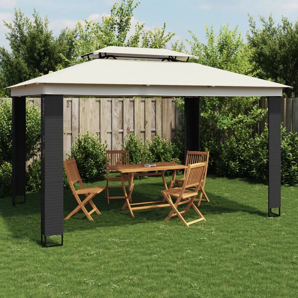 vidaXL Gazebo con Tetto Doppio Crema 3,94x2,96 m in Acciaio