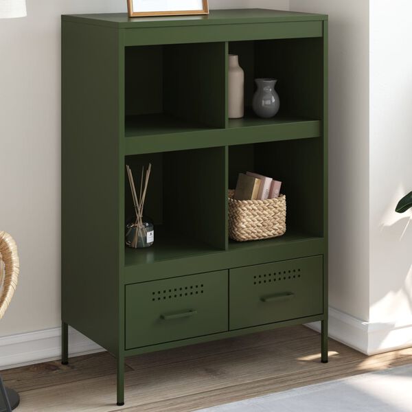 vidaXL Credenza Verde Oliva 68x39x101,5 cm in Acciaio