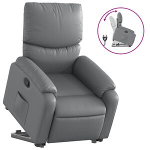 vidaXL Poltrona Alzapersona Reclinabile Grigio in Similpelle