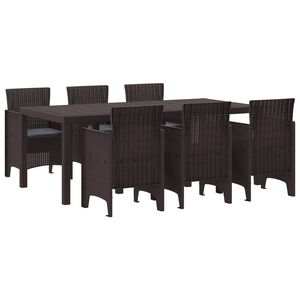vidaXL Set da Pranzo per Giardino 7 pcs Marrone Polipropilene