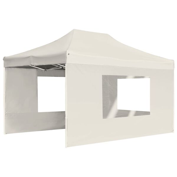 vidaXL Gazebo Professionale Pieghevole Pareti Alluminio 4,5x3m Crema