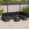 vidaXL Set di divani con cuscino 9 pcs Nero polyrattan