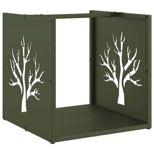vidaXL Rastrelliera per Legna da Ardere Verde Oliva 40x40x40 cm
