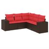 vidaXL Set Divani da Giardino 5 pz con Cuscini Marrone in Polyrattan