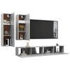vidaXL Set di Mobili Porta TV 4 pz Grigio Cemento in Legno Multistrato