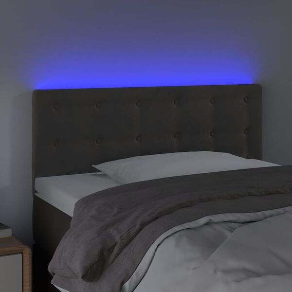 vidaXL Testiera a LED Grigio Scuro 100x5x78/88 cm in Velluto