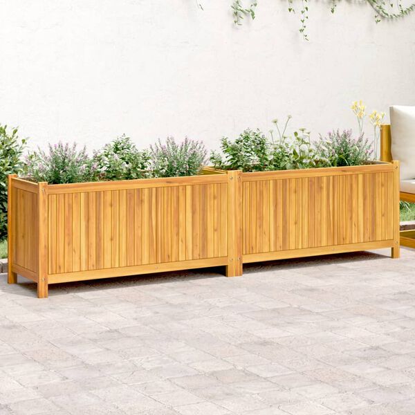 vidaXL Fioriera Giardino con Rivestimento 199x38,5x50 Massello Acacia