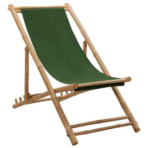 vidaXL Sedia a Sdraio in Bamb&ugrave; e Tela Verde