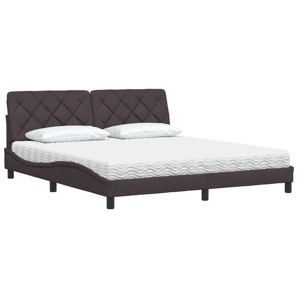 vidaXL Letto con Materasso Marrone Scuro 180x200cm Tessuto