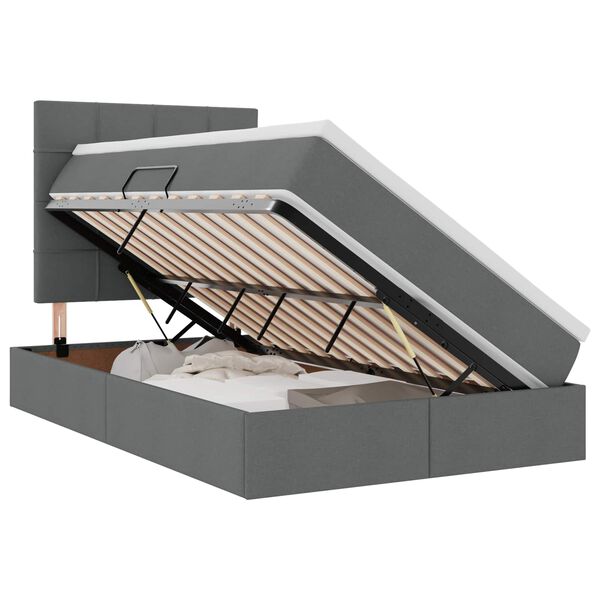 vidaXL Letto con contenitore e LED Grigio scuro 120 x 200 cm