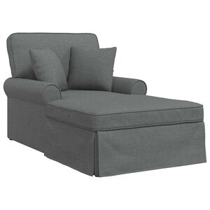 vidaXL Chaise Longe con Gonna con cuscino 3 pcs Grigio scuro Tessuto
