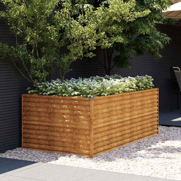 vidaXL Fioriera Rialzata da Giardino 196x100x69 cm in Acciaio Corten