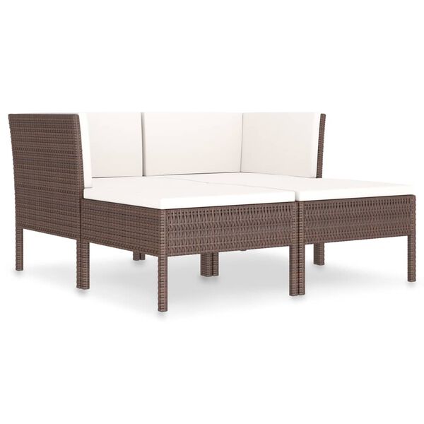 vidaXL Set Divani da Giardino 4 pz con Cuscini in Polyrattan Marrone