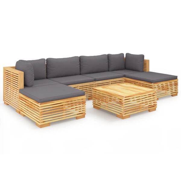 vidaXL Set Divani da Giardino 7 pz con Cuscini Legno Massello di Teak