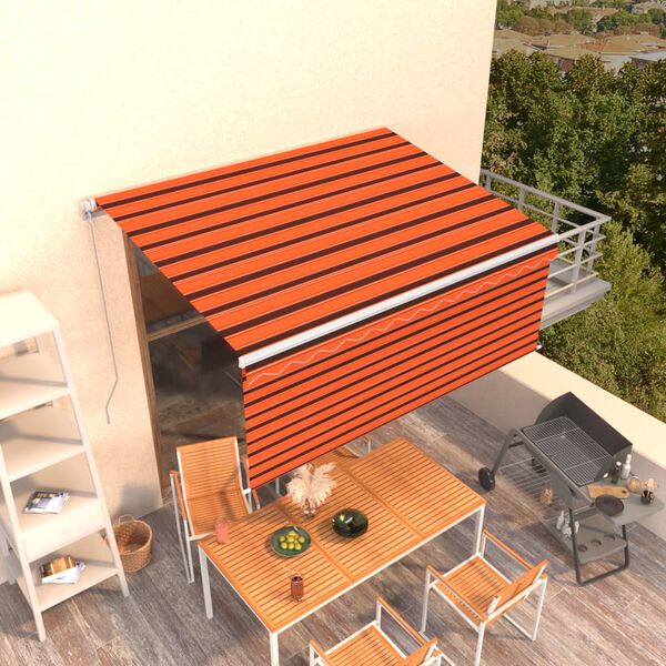 vidaXL Tenda Retrattile Manuale con Parasole 3x2,5m Arancione Marrone
